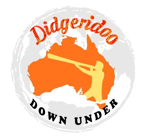 Photo of Australia superimposed with a silhouette of a person playing a didgeridoo. Text says "Didgeridoo Down Under."